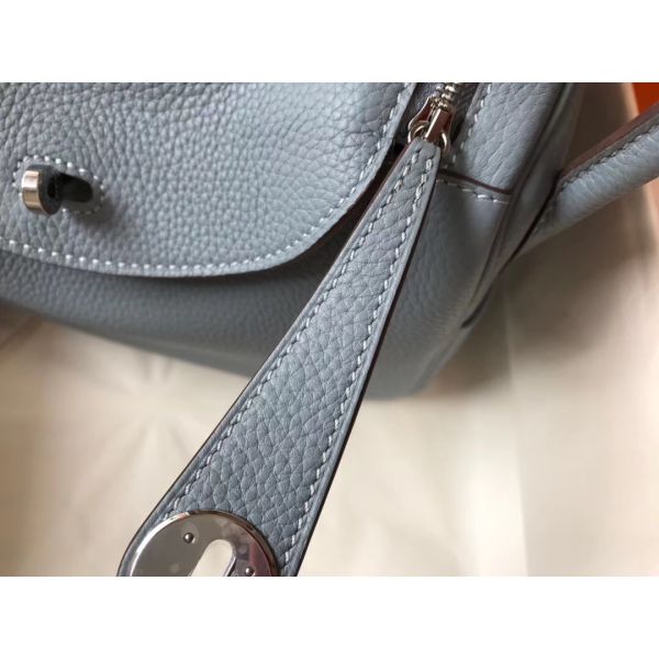 HERM Lindy 30cm Bag In Blue Lin Clemence Leather PHW