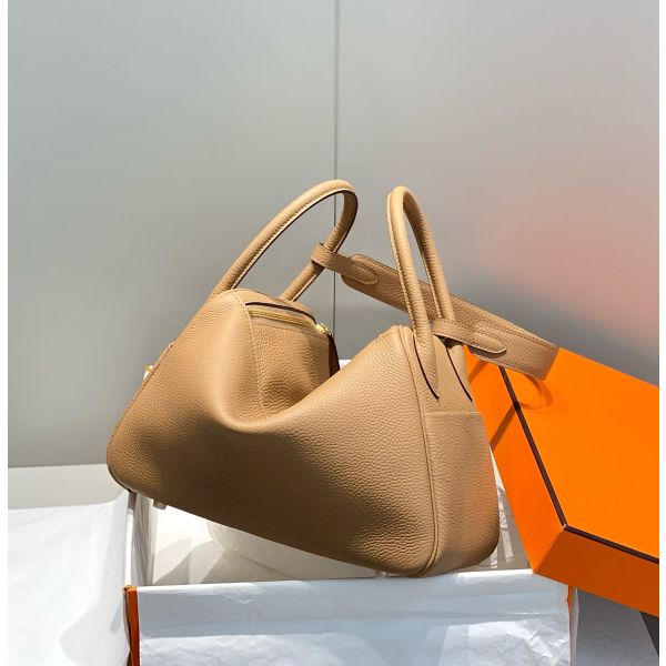 HERM Lindy 30cm Bag In Chai Clemence Leather GHW