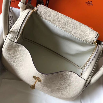 HERM Lindy 30cm Bag In Beton Clemence Leather GHW