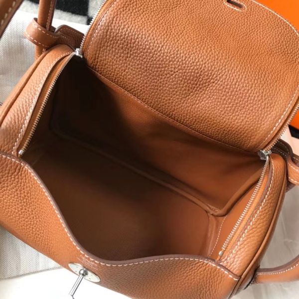 HERM Lindy 30cm Bag In Gold Clemence Leather PHW