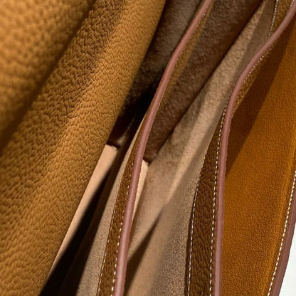 HERM Sac a Depeches 38 Briefcase in Gold Clemence Leather
