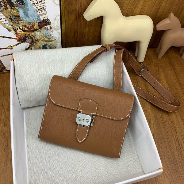HERM Sac a Depeches 21 Bag in Gold Clemence Leather
