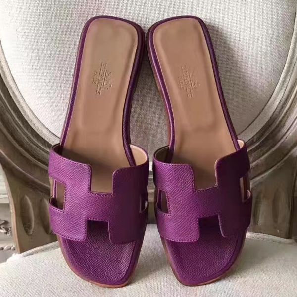 HERM Oran Sandals In Cyclamen Epsom Leather
