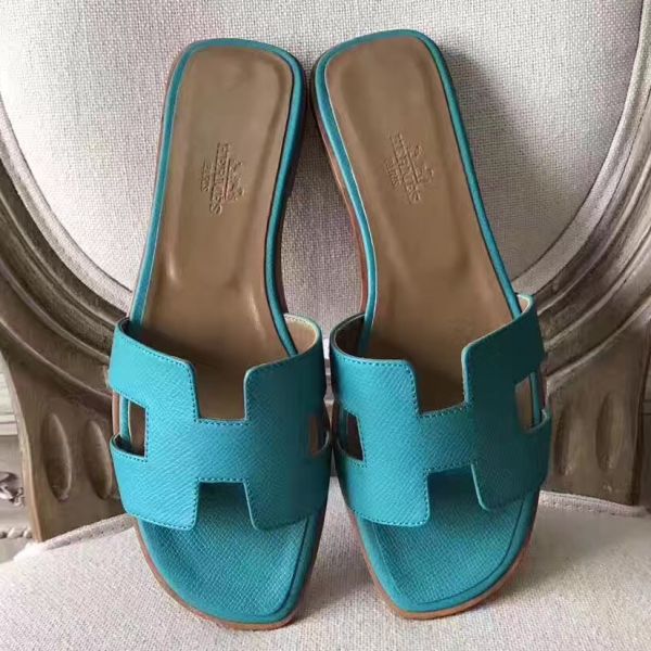 HERM Oran Sandals In Lagon Epsom Leather