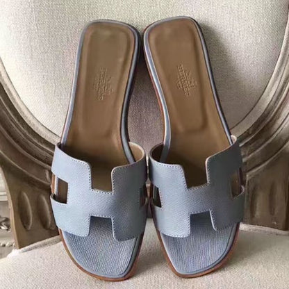 HERM Oran Sandals In Blue Lin Epsom Leather