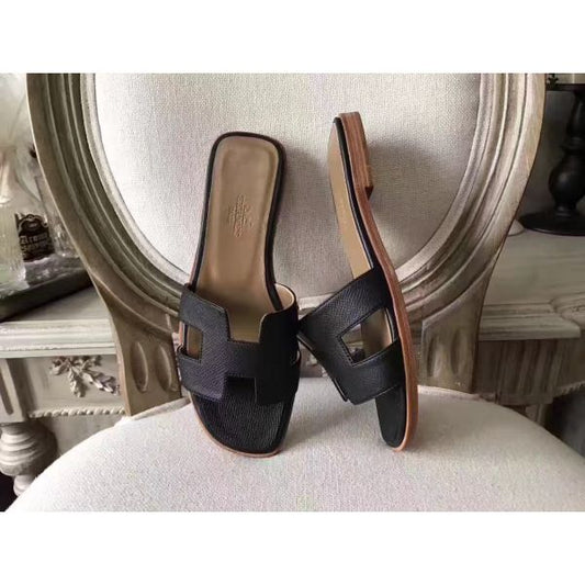HERM Oran Sandals In Black Epsom Leather