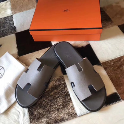 HERM Izmir Sandals In Grey Epsom Leather