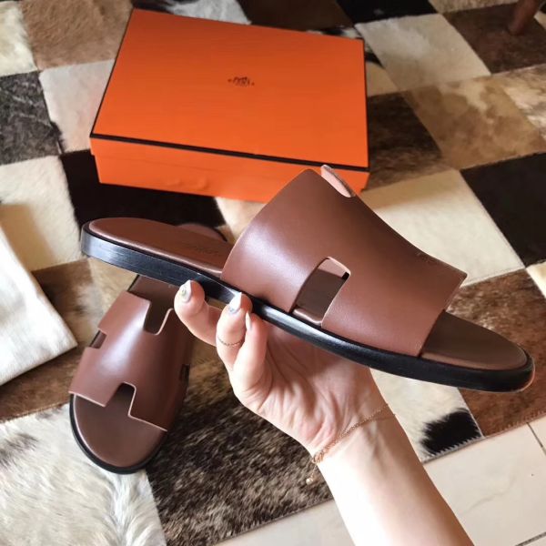 HERM Izmir Sandals In Camarel Swift Leather