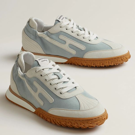HERM Men's Jet Sneakers in Blue/White Suede Leathe