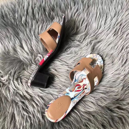 HERM Camel Swift Oasis Sandals with Botanique Printed