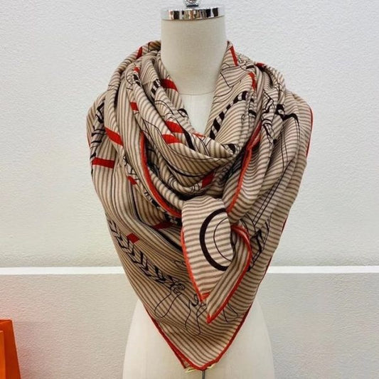 HERM Grey/Orange Panoplie Equestre Eyeliner Shawl 140