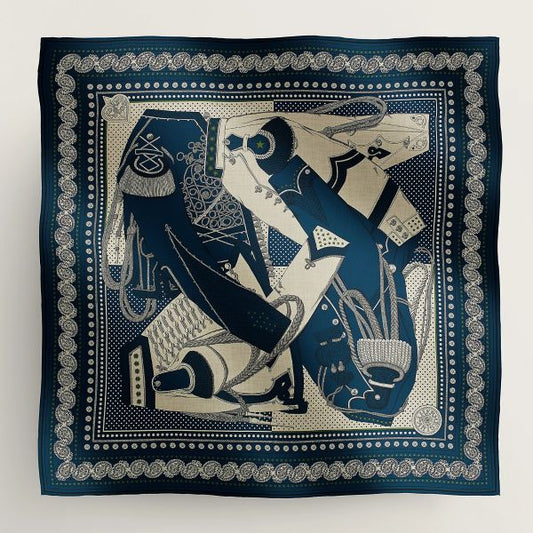 HERM Blue Zouaves et Dragons Bandana Shawl 140