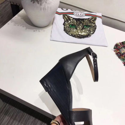 HERM Legend Wedge Sandal In Black Calfskin