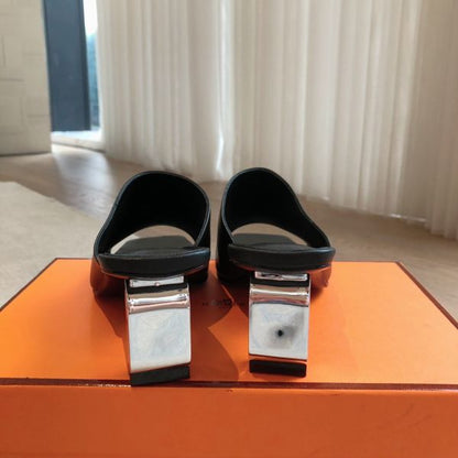 HERM Women's Iconique 60 Sandals in Black Leather