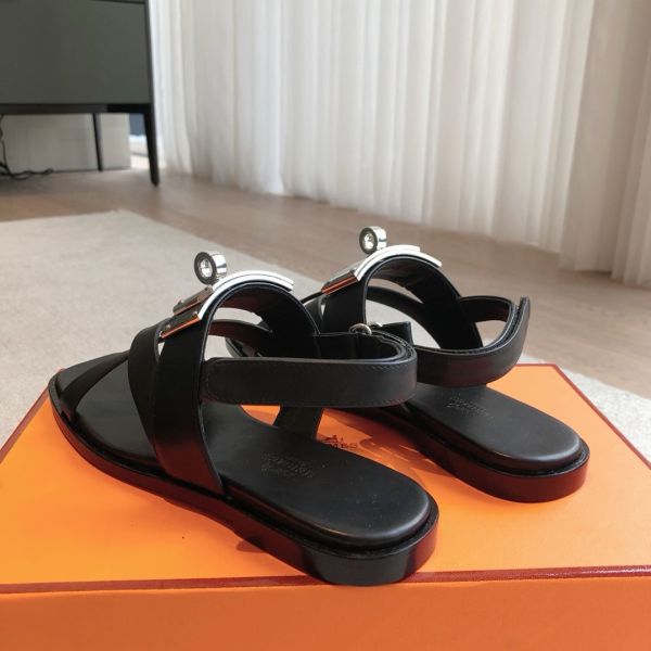 HERM Women's Ines Sandals in Black Leather