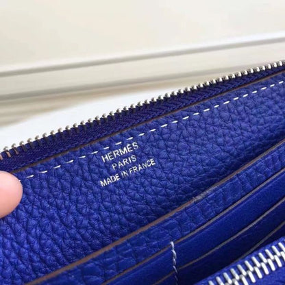 HERM Blue Electric Clemence Azap Zipped Wallet
