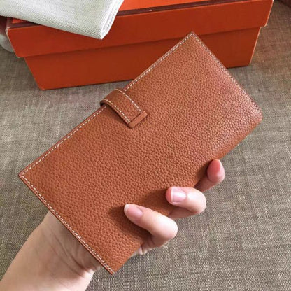 HERM Brown Clemence Bearn Gusset Wallet