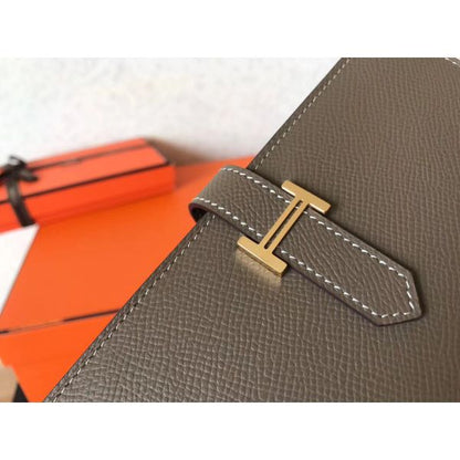 HERM Taupe Epsom Bearn Gusset Wallet