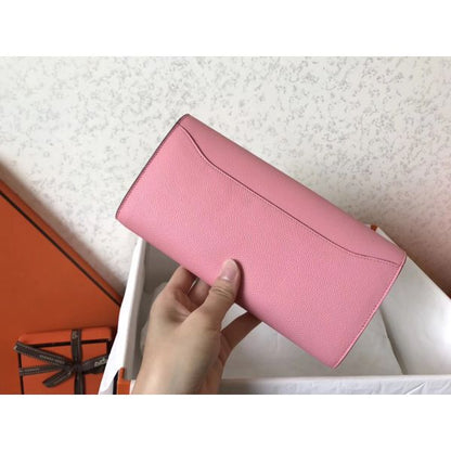 HERM Constance Long Wallet In Pink Epsom Leather