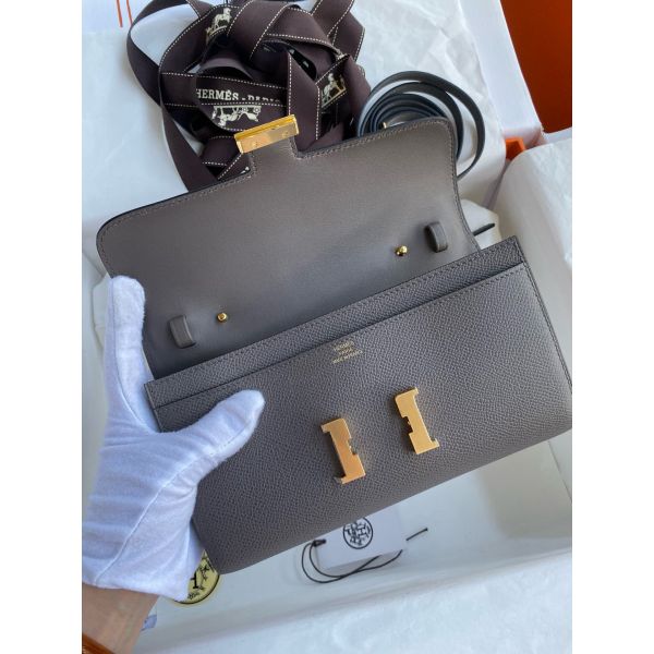 HERM Constance To Go Wallet in Etain Epsom Calfskin