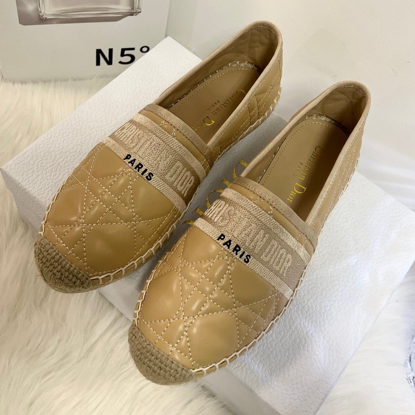 GRANVILLE ESPADRILLE CAMEL BEIGE QUILTED CANNAGE CALFSKIN
