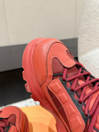 SNEAKER IN RUBY RED CALFSKIN AND BREATHABLE MESH 175307