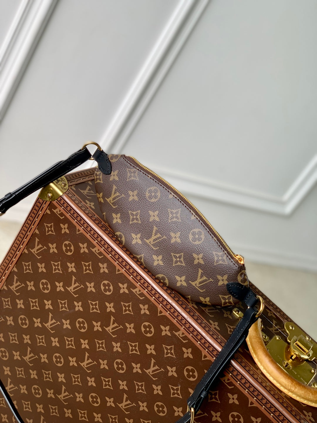 KEEPIT BUMBAG 29 IN BROWN DAMIER AZUR COATED MONOGRAM CANVAS