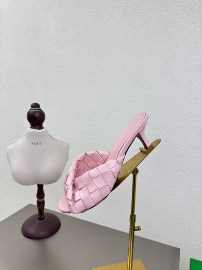 BLINK HIGH 5 CM MULE IN LIGHT PINK INTRECCIATO LEATHER