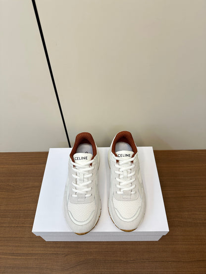 RUNNER CR-03 LOW LACE-UP PALE GRAY SUEDE AND WHITE CALFSKIN
