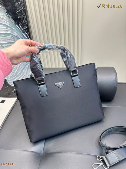 EMBOSSED LOGO BRIEFCASE 38 IN BLACK FABRIC