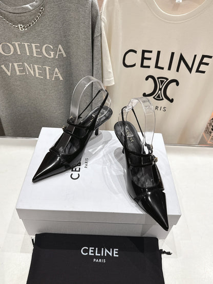 JUDY DOUBLE STRAP MARY JANE SLINGBACK 65MM IN BLACK SMOOTH AND PATENT CALFSKIN
