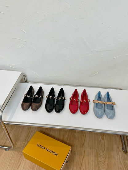 ROMY FLAT BALLERINA IN LIGHT BLUE MONOGRAM DENIM