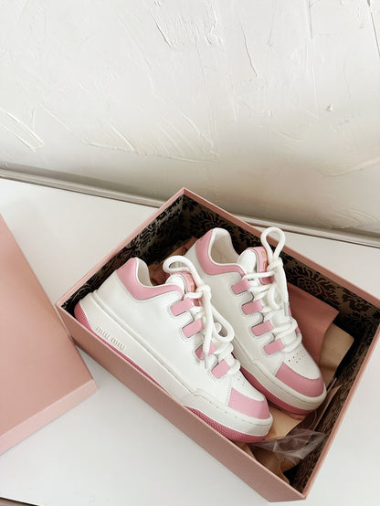 SNEAKERS SIMPLE DESIGN IN PINK MIX WHITE SHEEPSKIN