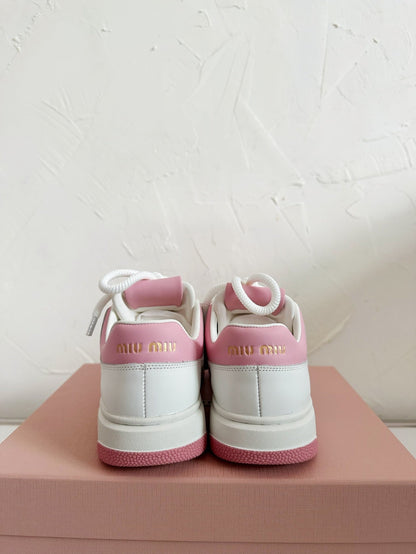 SNEAKERS SIMPLE DESIGN IN PINK MIX WHITE SHEEPSKIN