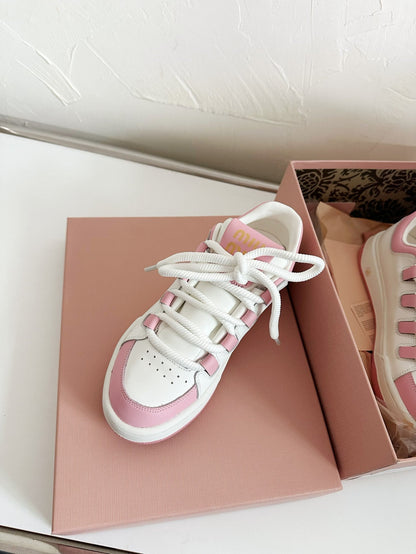 SNEAKERS SIMPLE DESIGN IN PINK MIX WHITE SHEEPSKIN
