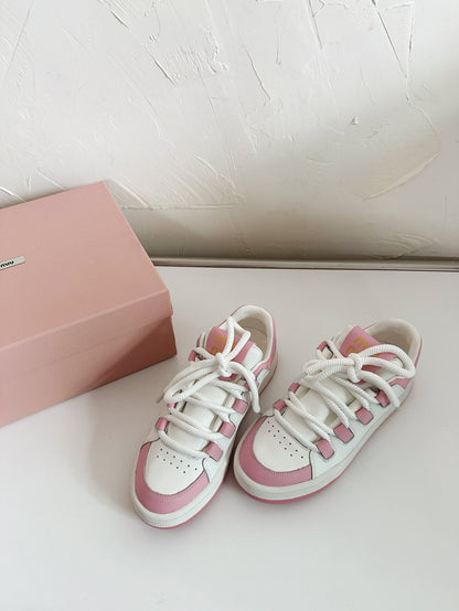 SNEAKERS SIMPLE DESIGN IN PINK MIX WHITE SHEEPSKIN