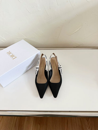 J'ADIOR SLINGBACK PUMP BLACK TECHNICAL FABRIC 65 MM