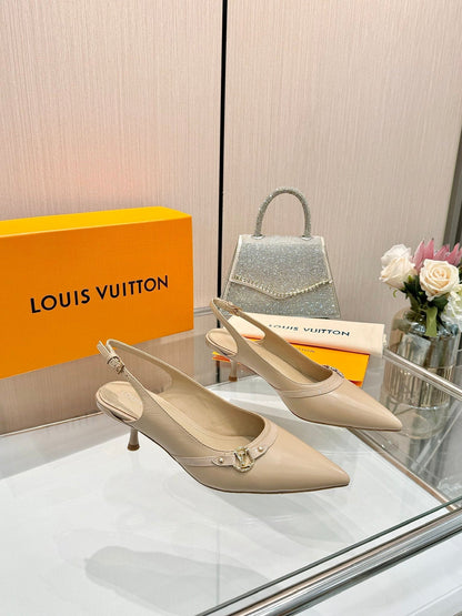 6AM SLINGBACK HIGH HEELS 55 MM IN TAN BEIGE LAMBSKIN