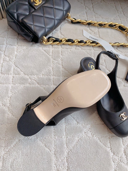SLINGBACKS 45 IN BLACK SHEEPSKIN