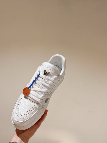 LV TRAINER SNEAKER IN WHITE CALFSKIN