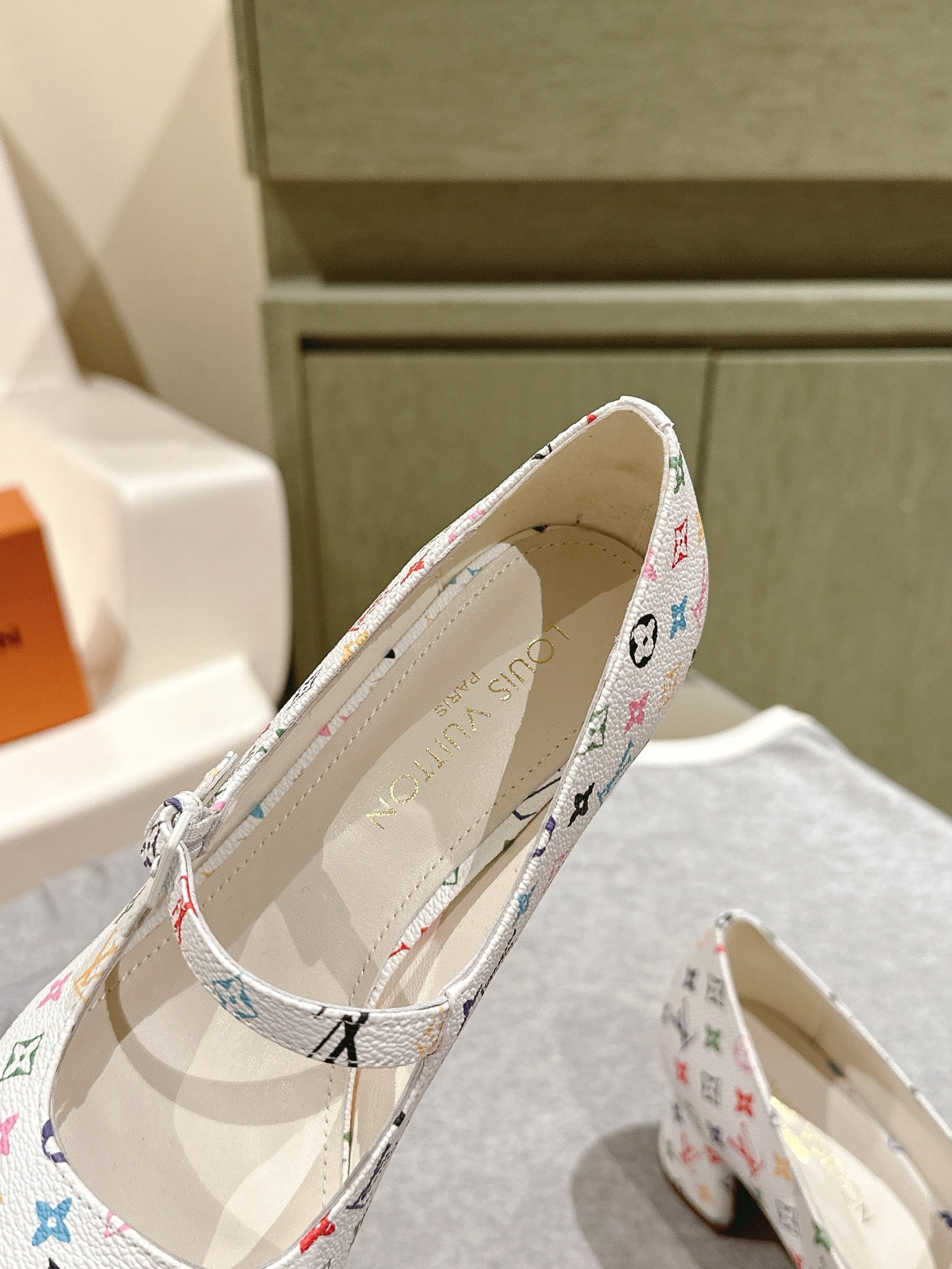 SWING HIGH MARY JANE 55 MM IN WHITE MONOGRAM CALFSKIN