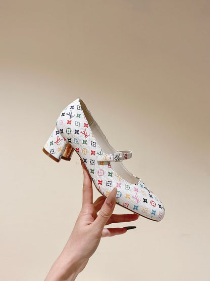 SWING HIGH MARY JANE 55 MM IN WHITE MONOGRAM CALFSKIN