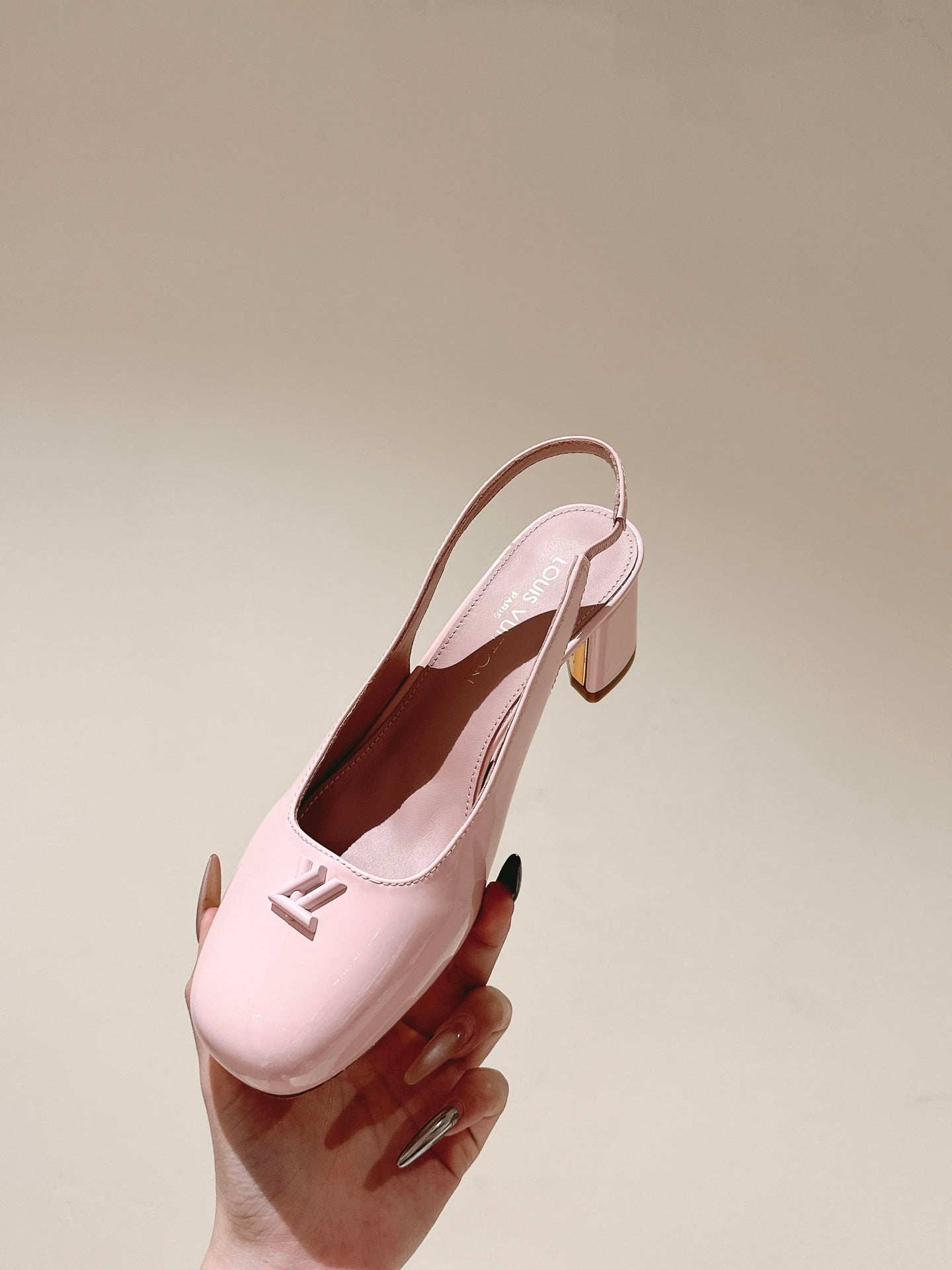 SWING SLINGBACK PUMP 55 MM IN PEACH PINK CALFSKIN