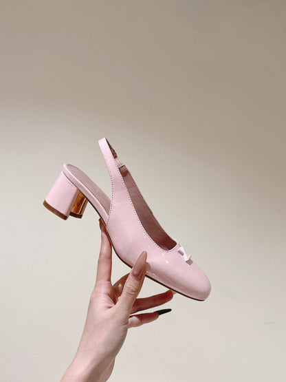 SWING SLINGBACK PUMP 55 MM IN PEACH PINK CALFSKIN