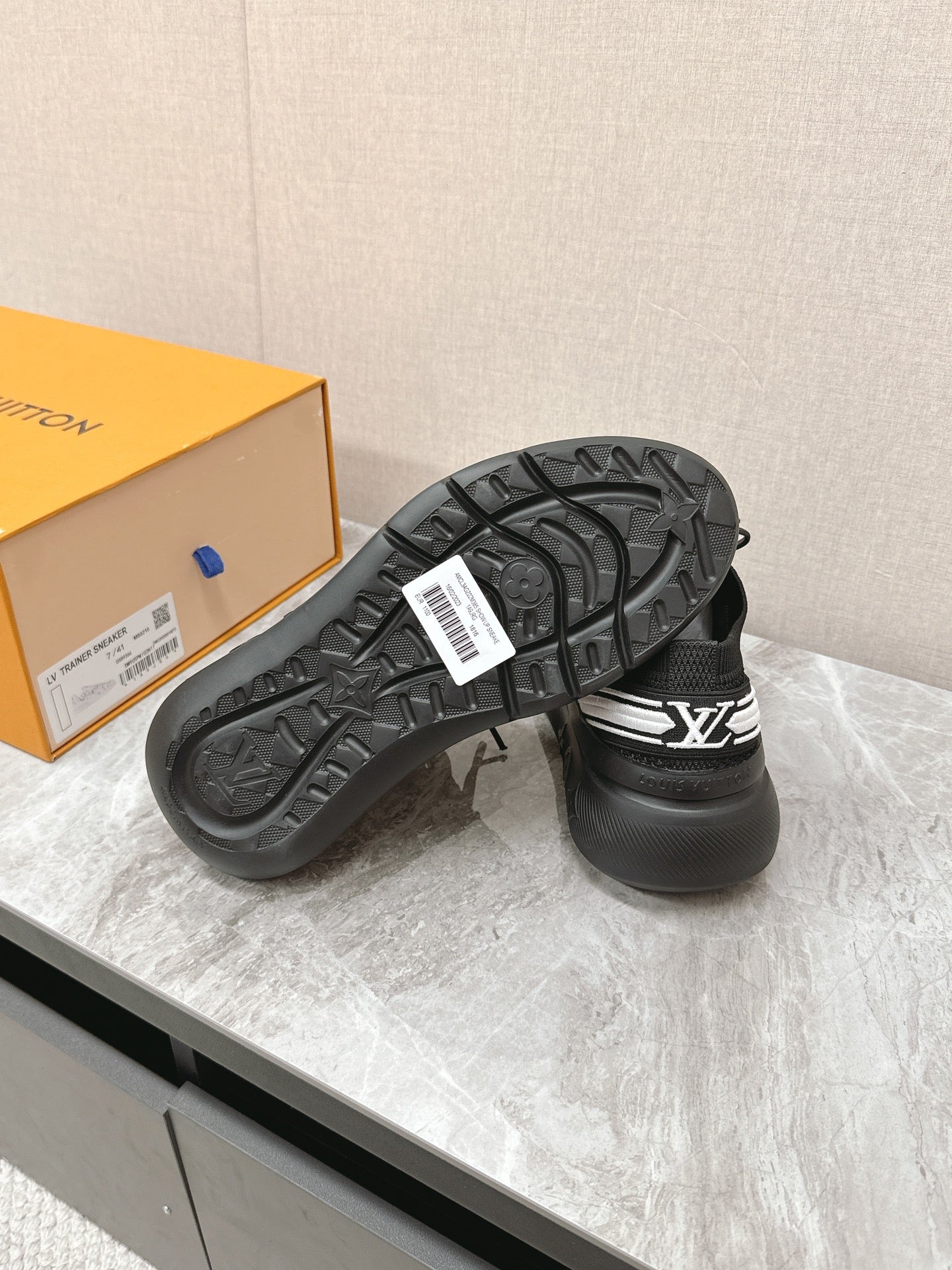SNEAKERS IN BLACK DAMIER ELASTIC FABRIC