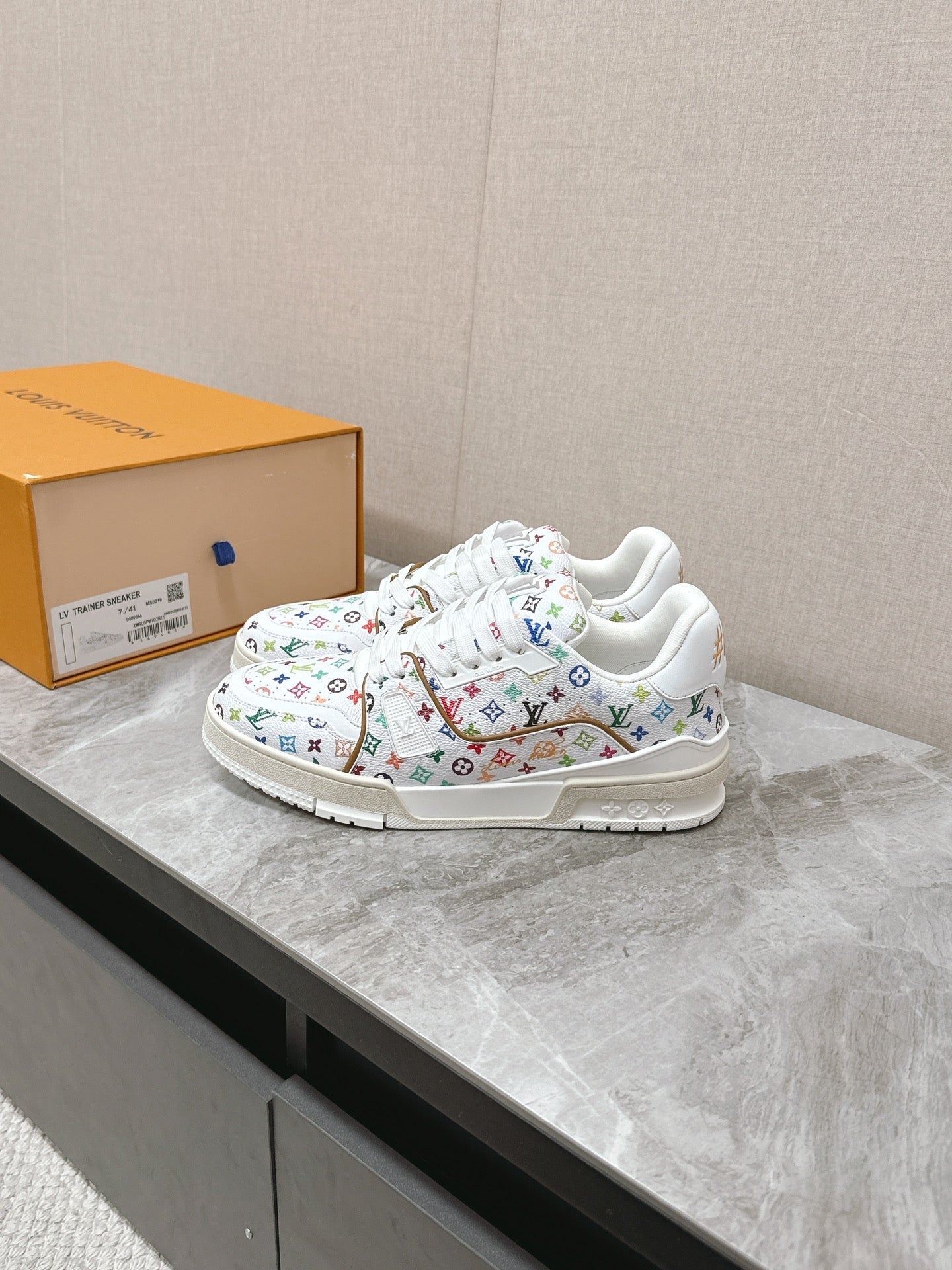 TRAINER SNEAKER IN WHITE MIX COLORFUL CALFSKIN