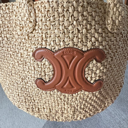 TOTE BAG CELINE TRIOMPHE 23 IN BEIGE RAFFIA