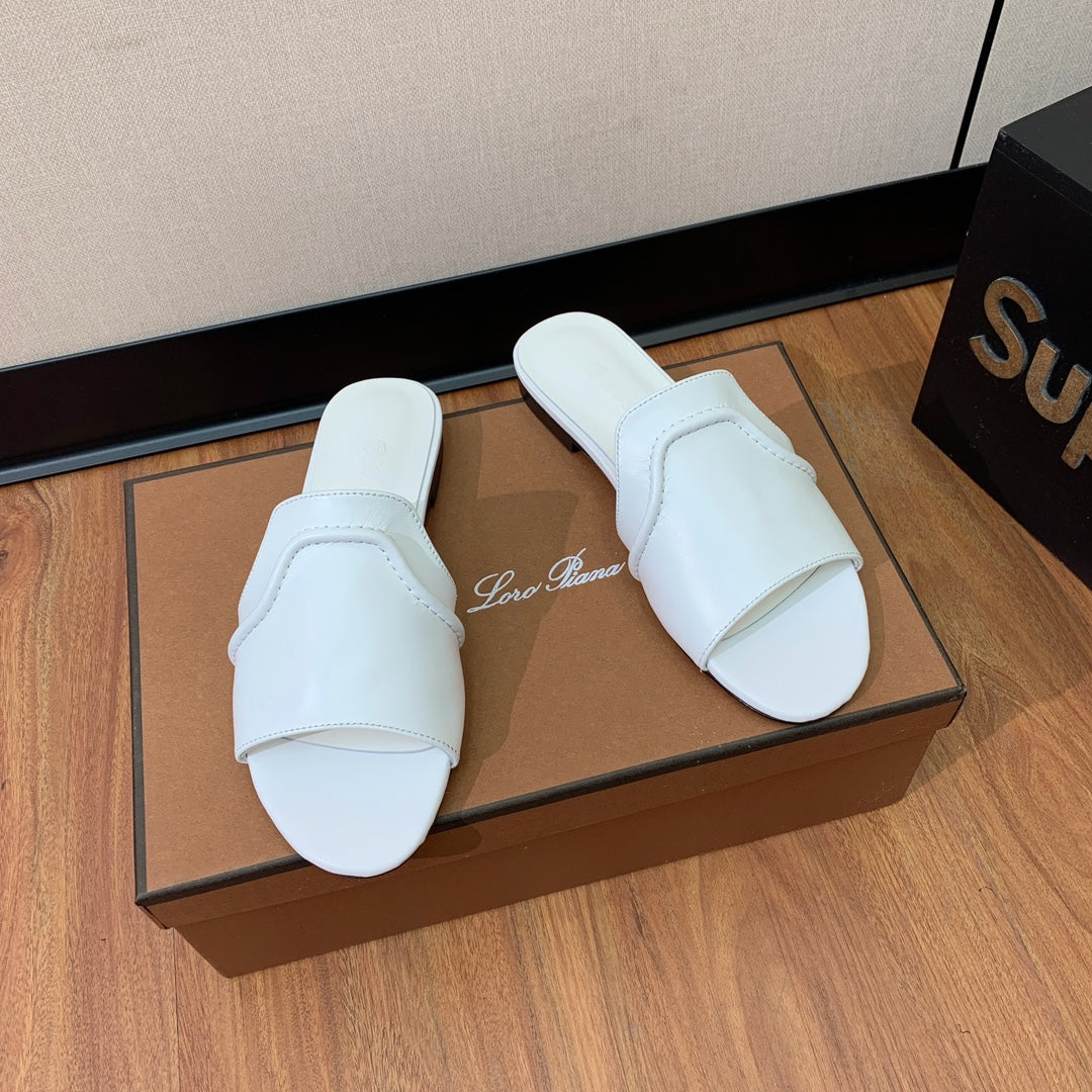 LP HIGHT TOP FLAT SLIPPERS WHITE CALFSKIN