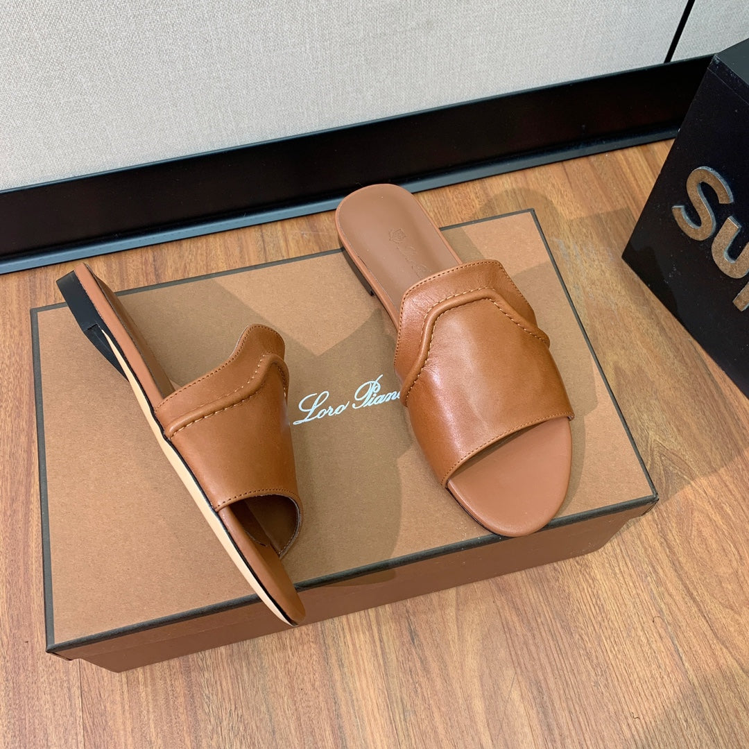 LP HIGHT TOP FLAT SLIPPERS TAWNY CALFSKIN