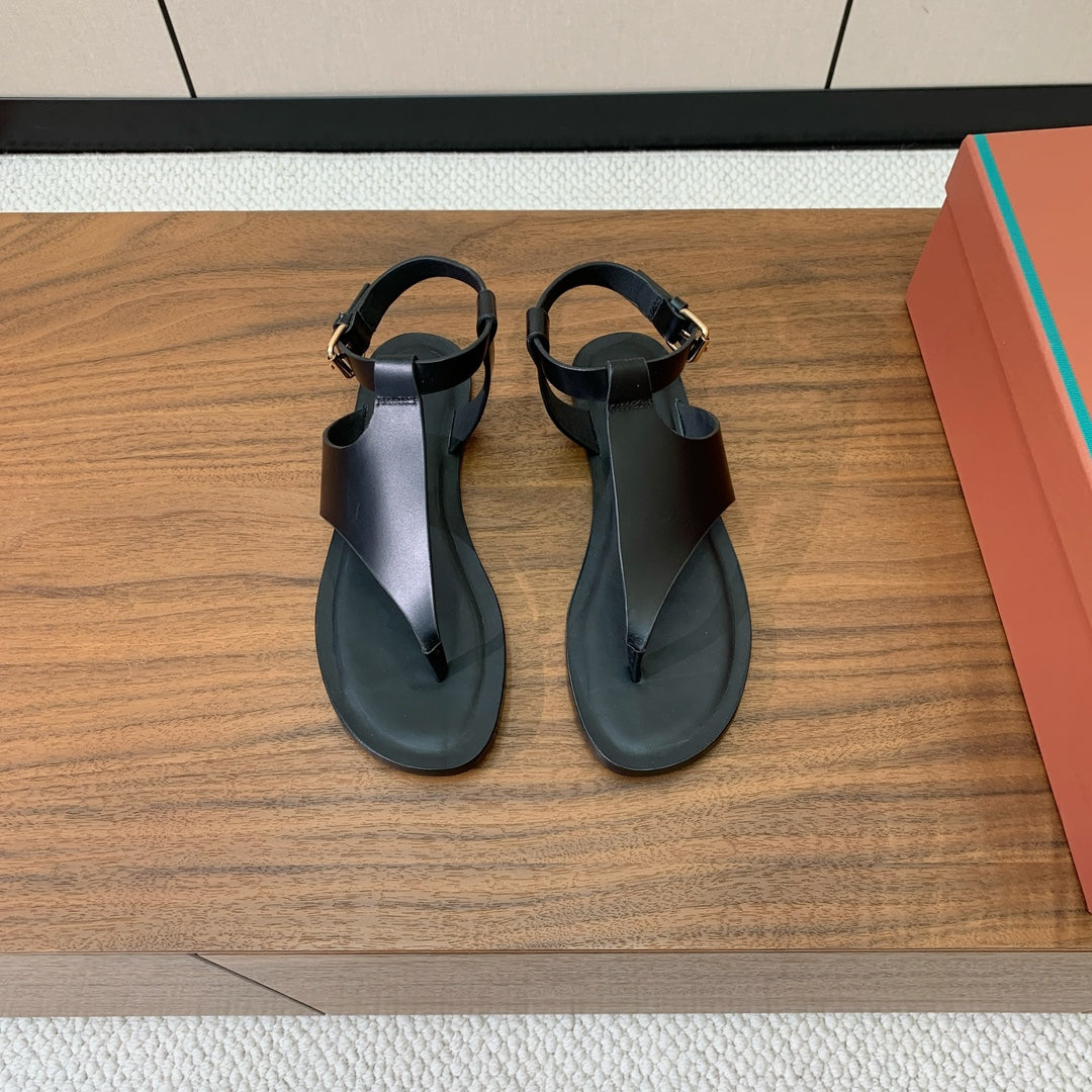 FLIP FLOPS SANDAL IN BLACK CALFSKIN